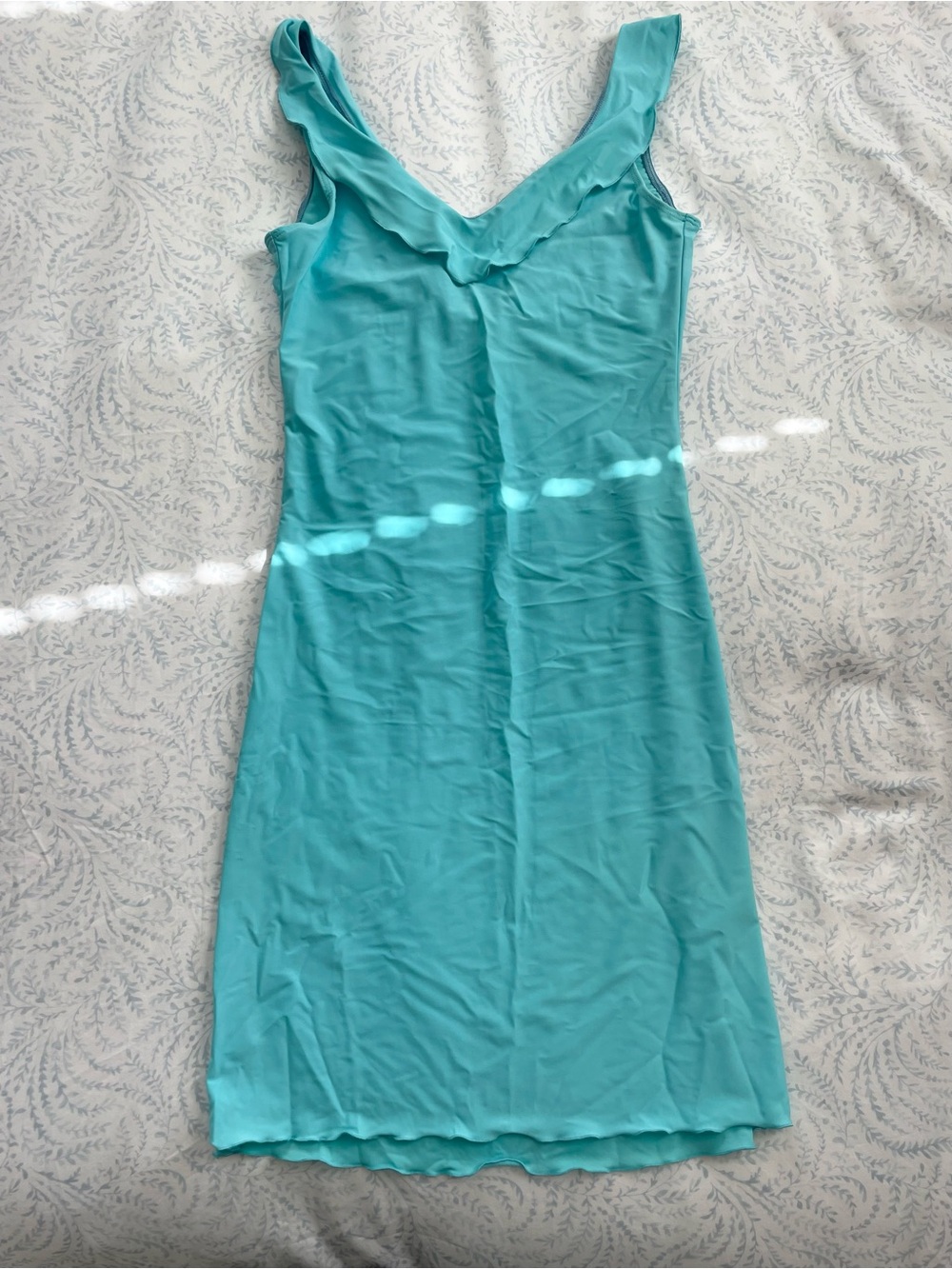 Women's Teal V-Neck Sleeveless Swim Dress